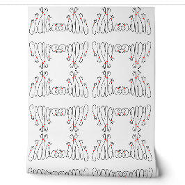 Mazipoodles Cats White Black Red Tapete