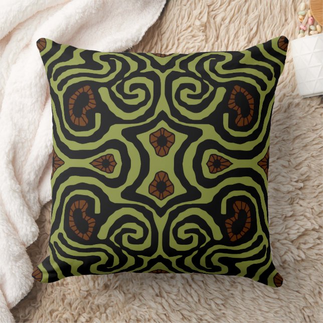 Mazipoodles Crazy Maze - Olive Black Brown Kissen (Decke)