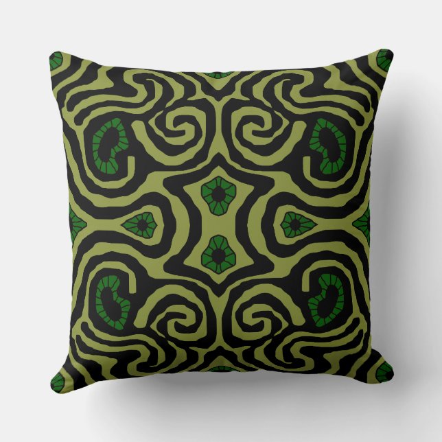 Mazipoodles Crazy Maze - Olive Black Green Kissen (Rückseite)