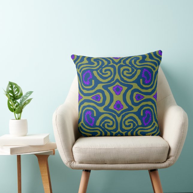Mazipoodles Crazy Maze - Olive Blue Lila Kissen (Stuhl )