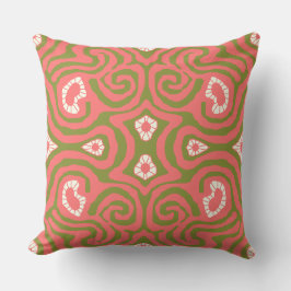 Mazipoodles Crazy Maze - Olive Coral White Kissen