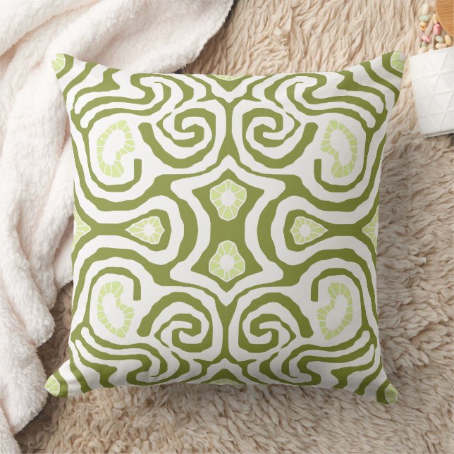 Mazipoodles Crazy Maze - Olive White Green Kissen (Decke)