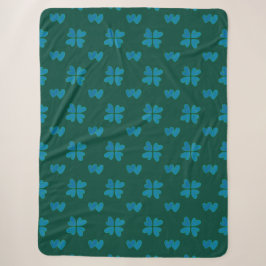 Mazipoodles Dusty Blue Hearts on Dark Green Sherpadecke