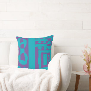 Mazipoodles Floral Decal Ethnic Print Aquamarin Li Kissen