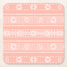 MAZIPOODLES Floral Striped Ribbed Knitting 202 Rechteckiger Pappuntersetzer