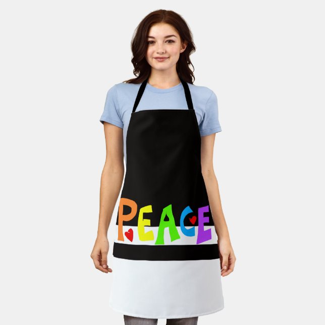 MAZIPOODLES Frieden Regenbogen 1 Schürze (Getragen)