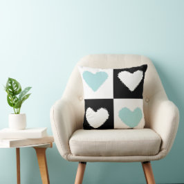 Mazipoodles Hearts Abstraction Duck Egg Blue Kissen