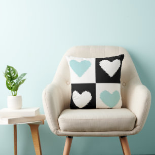 Mazipoodles Hearts Abstraction Duck Egg Blue Kissen