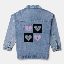 Mazipoodles Hearts Abstraction Lilac Liebe Jeansjacke