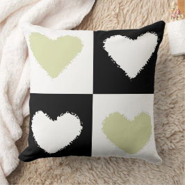 Mazipoodles Hearts Abstraction Pastel Olive Green Kissen