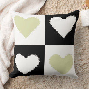 Mazipoodles Hearts Abstraction Pastel Olive Green Kissen