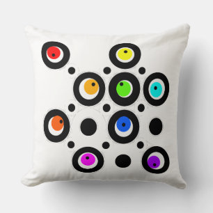 Mazipoodles Kreise und Punkte Muster Rainbow Black Kissen