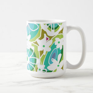 Mazipoodles Liebe Blume - Grün, Aquamarin, Lila Kaffeetasse