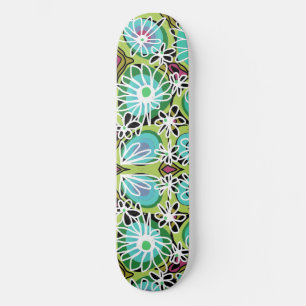 Mazipoodles Liebe Blume - Grün, Aquamarin, Lila Skateboard