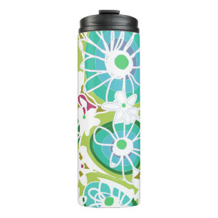 Mazipoodles Liebe Blume - Grün, Aquamarin, Lila Thermosbecher