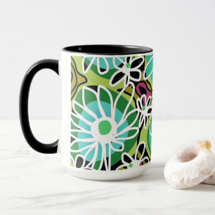 Mazipoodles Liebe Blume - Grün Aquamarin Schwarz Tasse