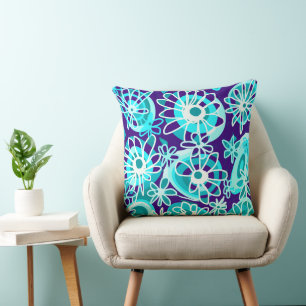 Mazipoodles Liebe Blume - Indigodustier Aquamarin Kissen