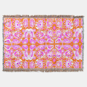 Mazipoodles Liebe Blume - Orange Pink White Decke