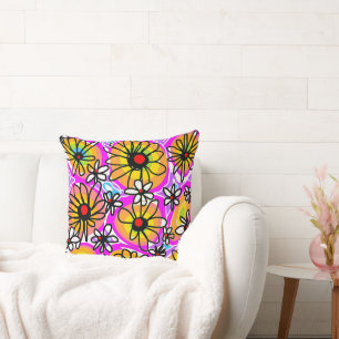 Mazipoodles Liebe Blume - Regenbogen Schwarz Kissen