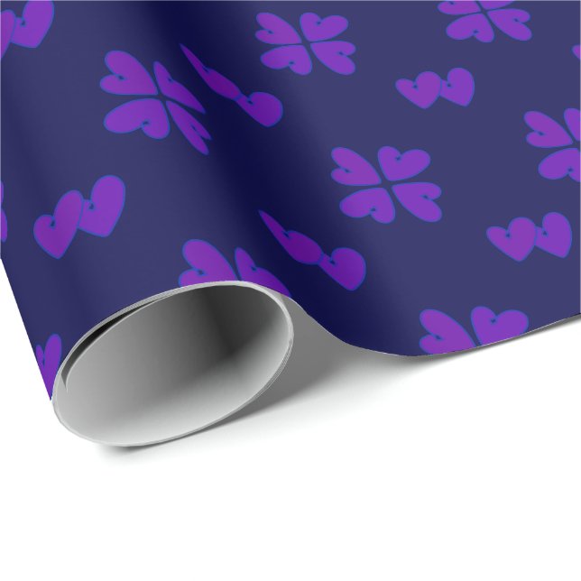 Mazipoodles Lila Herzen auf Indigo Geschenkpapier (Rolleneckpunkt)