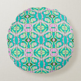 Mazipoodles Neuro Art - Dusty Aquamarin Pink Green Rundes Kissen