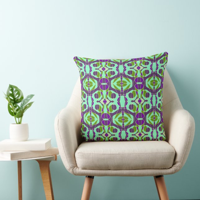 Mazipoodles Neuro Art - Spearmint Lila Grün Kissen (Stuhl )