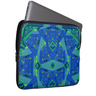 Mazipoodles Origami Chintz Blue Green Laptopschutzhülle
