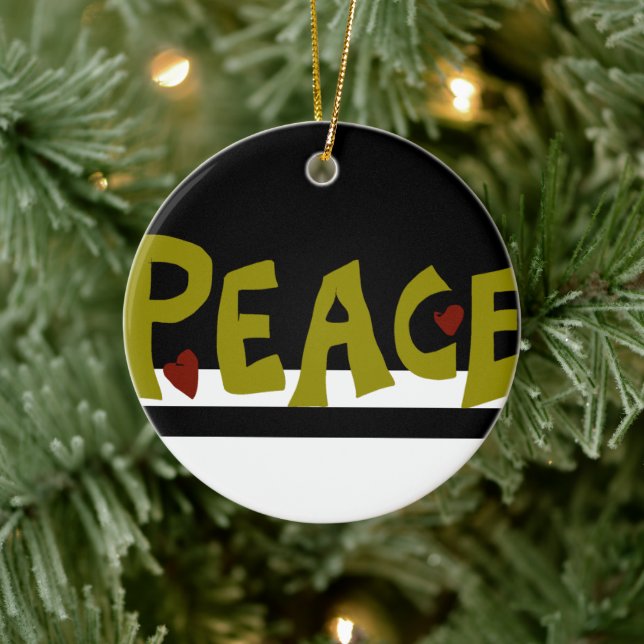 MAZIPOODLES Peace Olive Green  Keramik Ornament (Baum)