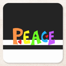 MAZIPOODLES Peace Rainbow Rechteckiger Pappuntersetzer