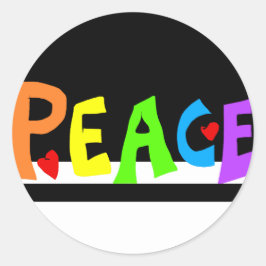 MAZIPOODLES Peace Rainbow Runder Aufkleber