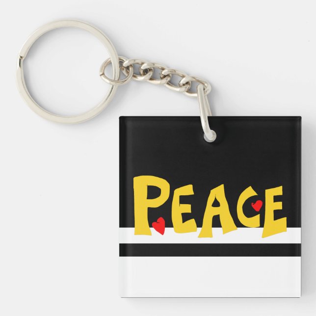 MAZIPOODLES Peace Yellow  Schlüsselanhänger (Vorderseite)