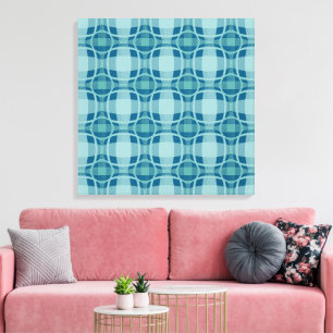 Mazipoodles Quadrat Kreis Kariert Babyblau Leinwanddruck