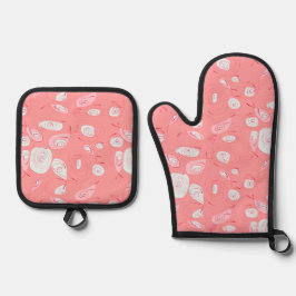 Mazipoodles Rose Rosa Rosa Ofenhandschuh & Topflappen-Set