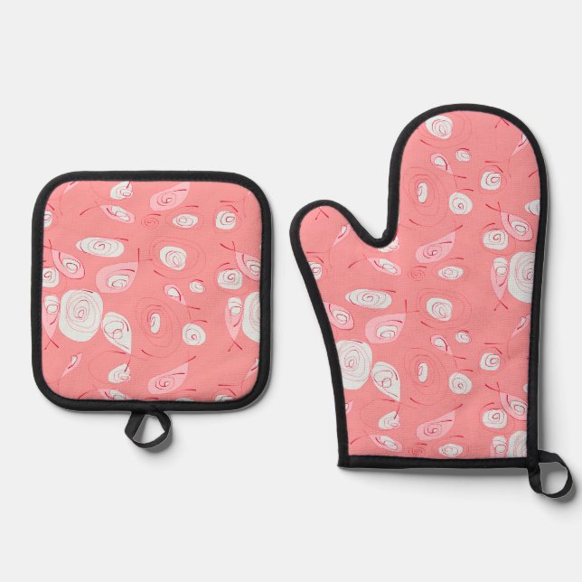 Mazipoodles Rose Rosa Rosa Ofenhandschuh & Topflappen-Set (Vorderseite)