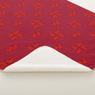 Mazipoodles Rotes Herz auf Rot Sherpadecke
