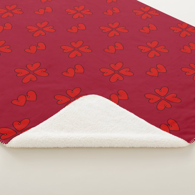 Mazipoodles Rotes Herz auf Rot Sherpadecke (3/4)