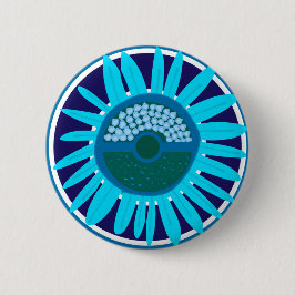 Mazipoodles Sonnenblume Sonnenschein: Blau 1 Button