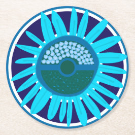 Mazipoodles Sonnenblume Sonnenschein: Blau 1 Runder Pappuntersetzer