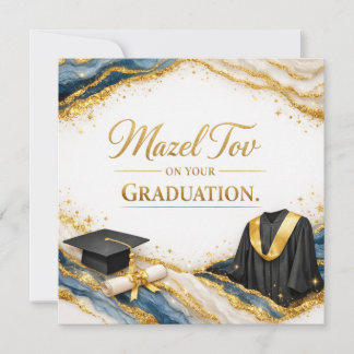 Mazl Tov zur bestandenen Prüfung | Blau Gold