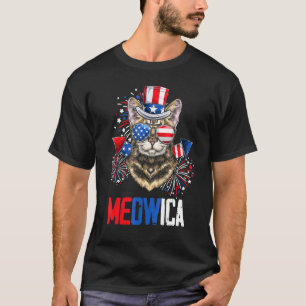 Mb35 4. Juli Meowica American Flag Feuerwerk Ca T-Shirt