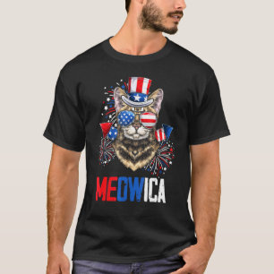 Mb35 4. Juli Meowica American Flag Feuerwerk Ca T-Shirt