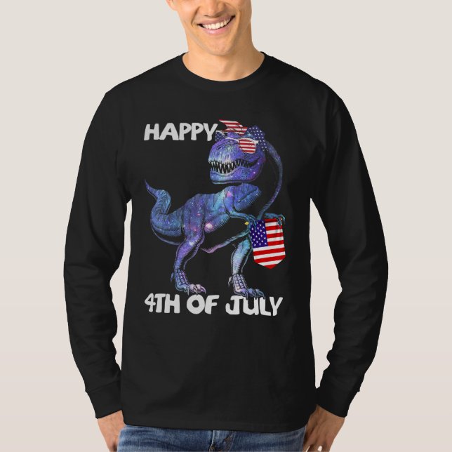 Mb35 Happy 4. Juli T-Rex Dinosaur Baby Kleinkind B T-Shirt (Vorderseite)