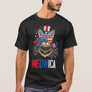 Mb35 Meowica 4. Juli Patriotische Katze American F T-Shirt