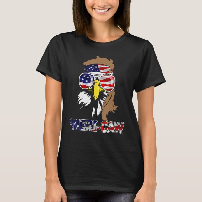 Mb35 Mullet Eagle Meri-Caw 4. Juli unabhängig T-Shirt (Vorderseite)