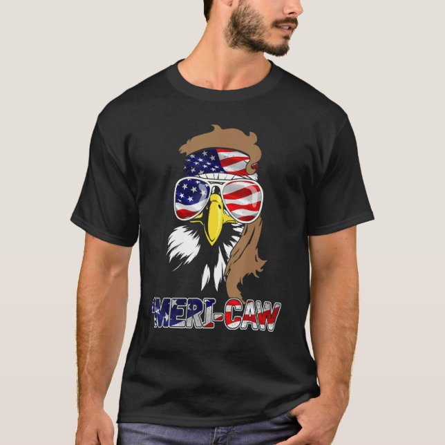 Mb35 Mullet Eagle Meri-Caw 4. Juli unabhängig T-Shirt (Vorderseite)