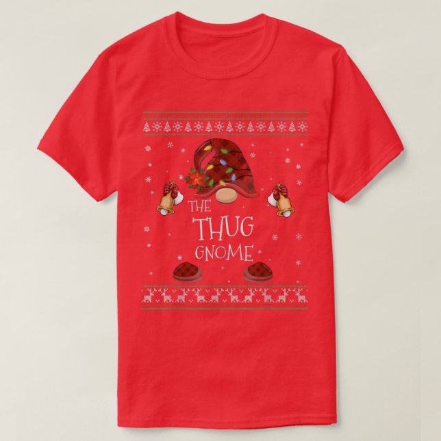 mb Thug Gnome Buffalo Plaid Christmas Light Ugly S T-Shirt (Design vorne)