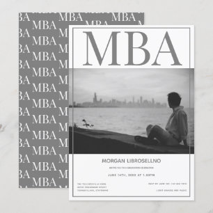 MBA-Absolventen der White Gray Foto Graduation Par Einladung