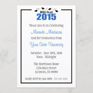 MBA Grad 2015 Abschluss Invite (Blue Caps) Einladung
