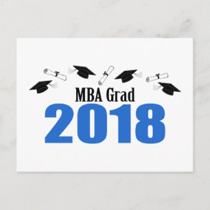 MBA Grad 2018 Postcard Invite (Blue Caps) Einladungspostkarte