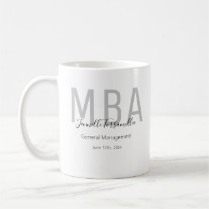 MBA Grau Schwarz Datum Name Graduate Grad Graduate Kaffeetasse